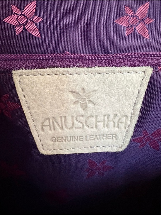 Anuschka Hand-Painted Genuine Leather Bucket Backpack Purse Blue Butterfly Bag main image 4